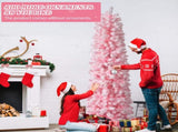 7.5 FT Snow Flocked Hinged Tree, Artificial Pencil Tree, Unlit Artificial 49062779