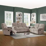 Luxurious Velvet Light Brown Color 2-Seater Manual Recliner Loveseat Couch Manual Motion Plush B011P163892