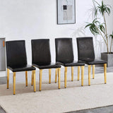 Set of 4 black PU leather backrest chairs with gold metal legs -A perfect pairing, ideal for W3226P279074