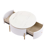 ZUN Modern Round Coffee Table with 2 large Drawers Storage Accent Table N735P211280K