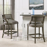Paris 26.5" Farmhouse Counter Height Bar Stool with Backrest, Heathered Grey Linen B2719P238378