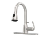 Kitchen Faucet with Pull Down Sprayer and 4 Spraying Modes Brushed Nickel Commercial 1 or 3 Hole 83119103