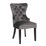 Erica 2 Piece Wood Legs Dinning Chair Finish with Velvet Fabric in Dark Gray 808857749369
