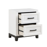 White Finish Nightstand with 2x Storage Drawers Wooden Bedroom Furniture 1pc B011P255283