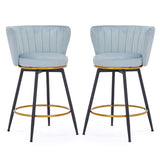 Countereight Bar Stools Set of 2, 360&deg Swivel Upholstered Barstools with Backs and Metal Legs, 26" W2725P237554