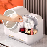 ZUN Joybos® Makeup Storage Organizer Box with Led Lighted Mirror White 78890957