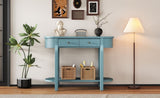 TREXM Elegant Retro Console Table with Curved Design Smooth Glaze for Entryways, Living Rooms N715P230796C