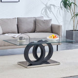 Modern Style Glass Top MDF Coffee Table Black Base, Suitable for Living Rooms and Lounge Areas, W3226P279046