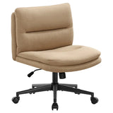 ZUN Office Chair Armless Criss Cross Legged Chair with Wheels, Comfy Home Office Desk Chairs, Adjustable W1521P191314