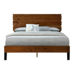 ZUN Mid-Century Modern Solid Wood Bed Frame Queen Size Platform Bed with Three-Piece Headboard Design, WF531005AAD