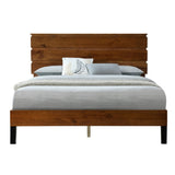 ZUN Mid-Century Modern Solid Wood Bed Frame Full Size Platform Bed with Three-Piece Headboard Design, No WF531006AAD