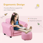 ZUN Kids Sofa Set with Footstool-Pink （Prohibited by WalMart） 86244031