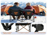 Black Dual Person Heated Folding Camping Chair 4 Heating Zones 3 Temperature Levels, Heavy Duty 660 46989707