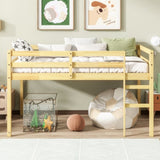 Solid Wooden, Rubber Wooden Twin Loft Bed with Ladder, Bed Platform of Strengthened Slats, Natural W504P190954