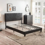 ZUN Queen Size Upholstered Platform Bed Frame ,Wood Slat Support, Easy Assembly,Black, pu W311110544