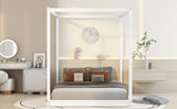 Queen Size Canopy Platform Bed with Support Legs,White WF293232AAK