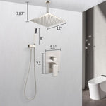 ZUN Ceiling Mounted Shower System Combo Set with Handheld and 12"Shower head TH6006-12NS