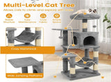 44" Multi-Level Cat Tree with Spacious Top Perch, 2-Door Condo & Hammock for Indoor Cats -Light Gray 72256663