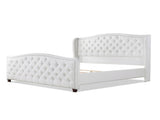 Marcella Upholstered Shelter Headboard Bed Set, King, Bright White Polyester B2719P238227