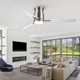52" Brushed Nickel Lowe Profile Ceiling Fan with Light W1367P270460