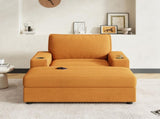 42.8" Oversized Chaise Lounge Chair with Storage Ottoman, Corduroy Sofa Bed with Cup Holders & USB N765P350851Y