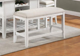 1Pc Transitional White Finish Fabric Upholstered Counter-Height Dining Bench B011P193051