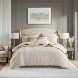 10 PCS Queen Luxury Jacquard Comforter Set Ivory B035P319216
