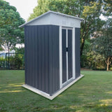 ZUN 5FTx3FT Pent Roof Grey Outdoor Tool Bike Storage Garden Shed With Aluminum Alloy Frame And Sliding W2794P192895