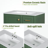 30" Bathroom Vanity in Green, Modern Bathroom Cabinet Sink Combo Set, Bathroom Storage Cabinet WF321698AAF