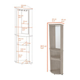 Oregon Corner Bar Cabinet, 3-Tier Shelf with Glass Rack B128P176138