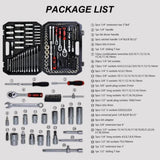 Tool Kit and Socket Wrench Set 216pcs - Basic Portable Manual Repair Tool Set for Home Use, Includes W1102P203831