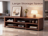 Dark Brown Particle Board TV Stand, 70.07"15.75"24.4" Double Layer Entertainment Center with Open 05126752