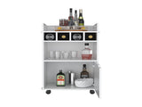 Phoenix Bar Cart with 2 Open Shelves 4 Cubbies and Cabinet B070P173179