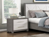 Two Drawers Nightstand Ivory and Gray Finish Bedroom Furniture 1pc B011P290769
