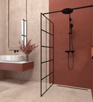 ZUN Framed Glass Shower Screen 34" Width x 72"Height with 1/4" 6mm Silk-printing Tempered Glass, black W1675P165023