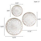 Distressed White Floral 3-piece Carved Wood Wall Decor Set B03598792