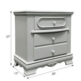 Grey 3-Drawer Nightstand B062P209009