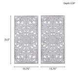 Distressed Carved Wood 2-piece Wall Decor Set B03598786