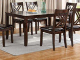 7pcs Dining Set Dining Table 6 Side Chairs Clean Espresso Finish Cushion Seats X Design back Chairs HS00F2554-ID-AHD