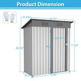 ZUN 5 X 3 Ft Outdoor Storage Shed, Galvanized Metal Garden Shed With Lockable Doors, Tool Storage Shed 75660582