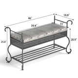 Shoe Rack Bench for, Industrial Bench, Rustic Shoe Rack for Small Spaces, Upholstered W2167P206030