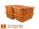 27 Gallon Large Storage Bin with Snap Lid, Autumn Maple Orange, 4 Pack, Heavy Duty 61594341