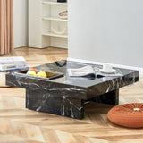 ZUN A modern practical coffee table made of MDF material with black patterns. The fusion of elegance W1151119879