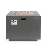 ZUN 33" Outdoor Iron Square Propane Fire Pit, Tank Inside, Brushed Brown - 50,000 BTU 62837.00BRN-50K