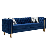 Chesterfield Modern Tufted Velvet Living Room Sofa, 84.25''W Couch,Blue W57953711