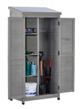 Outdoor Wooden Storage Shed with Metal Top Tall Vertical Tool Cabinet for Backyard Garden Patio Lawn W2640P262538