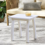 SELMA Acacia wood Accent Side Table in White PU, Weather-Resistant Rectangular End Table for Patio, N770P248135W