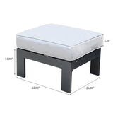 Patio Indoor Outdoor Aluminum Ottoman Footstool with Cushion, Powdered Pewter B01051501