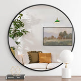32 Inch Black Metal Framed Round Bathrrom Mirror for Wall. W2203P303255