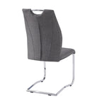 ZUN Modern Upholstery Fabric/ Chrome Dining Chair In Gray, Set of 2 B091P183621